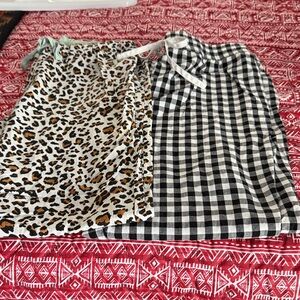 Leopard and Gingham Print PJ Bottoms.   S & M but both measure and fit the same.